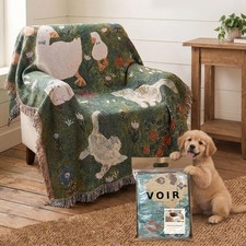 Boho Cotton Throw Blanket Woven Tapestry, Cottage Garden, 51"x71"