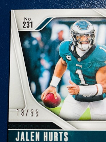2024 Panini Prizm Jalen Hurts No Huddle Blue Disco /99 Eagles SB MVP 18/99 - Foto 2 di 5