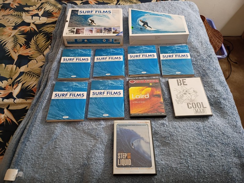 SURFING  DVD LOT 50 Yrs of SURFING, BE COOL MAN, LAIRD STEP INTO LIQUID- SURF