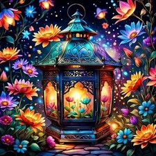 CHWGLFGG 5D Diamond Art Kits for Adults Beginners, Flowers Lantern KM576-1
