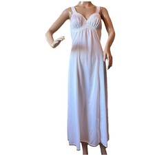 Vintage 60s French Maid Long Lingerie Slip Dress Lace S Feminine
