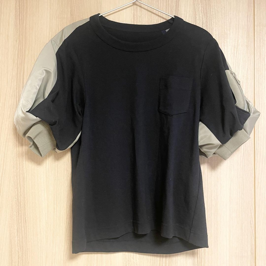 SACAI X NIKE T shirt Extreme Sacai Sacai top taglio e cucito nero kaki