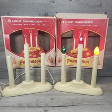 Pair of Mid Century Paramount 3-Light Christmas Candolier Window Light With Box