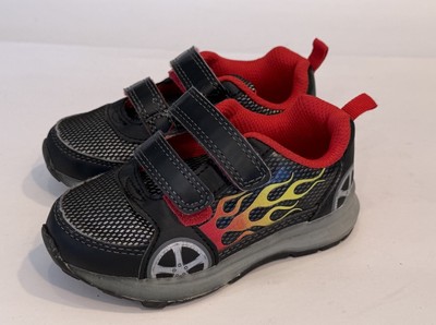Toddler  Light Up Sneakers Shoes Size 7 Red Black race car 