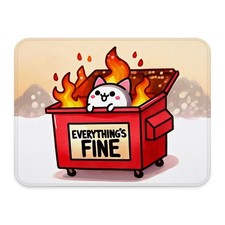 Dumpster Fire Cat Mouse Pad Everythings Fine Sarcastic Dark Humor 9.5x7.9