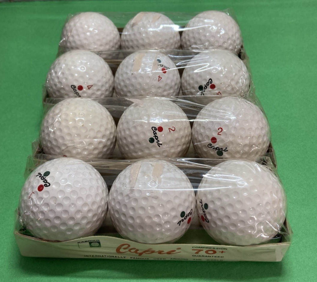12 Capri Red/Green Double Dots by Kabriko Golf Balls Japan 1960's