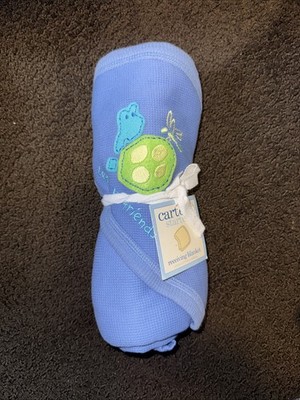 Carter's Thermal Waffle Weave Baby Blanket Let's be friends BLUE Hooded Turtle