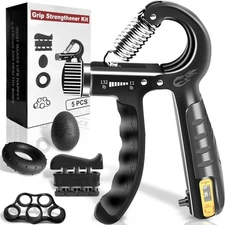 5-Pack Grip Strength Trainer Kit – Adjustable Hand & Finger Exercisers