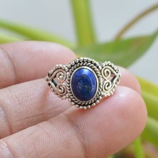 925 Sterling Silver Women Ring Natural Lapis Lazuli Grmstone Boho Handmade Ring