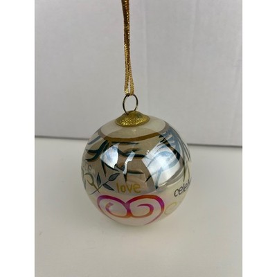 Vintage Inspirational Words Peace Love Celebrate Holiday Christmas Ornament 1999