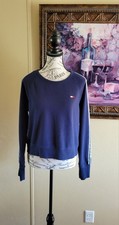 Tommy Hilfiger Sport Womens Medium Navy Long Sleeve Logo Side Stripe Sweater