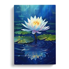 Water Lily Art Deco No.2 Canvas Wall Art Print Framed Picture Decor Living Room