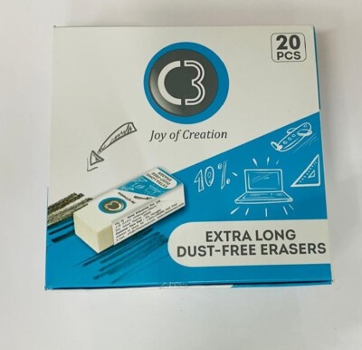 Doms C3 Extra long Dust-Free Eraser 20 Pcs Pack