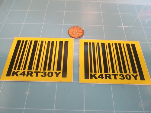 X2 SMALL K4RT30Y BARCODE Aufkleber / Aufkleber RACING ORIGINAL alter Lagerbestand