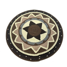 Round Floral Brown Telephone Wire Platter Home Decor Tray Piece 13.25 inch