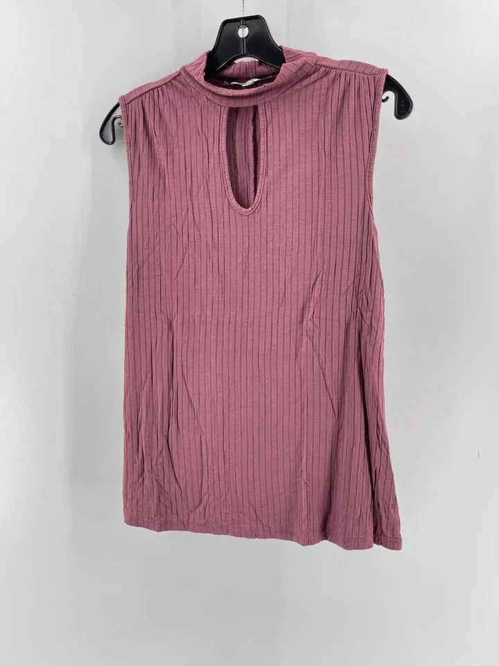 Blusa Top Para Mujer Jennifer Lopez Rosa Sin Mangas Tejida Cuello Alto Cerradura Talla M Foto 2 de 4