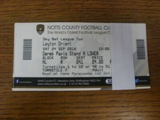 24/09/2016 Ticket: Notts County v Leyton Orient  . For UK orders shipping is FRE
