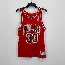 Vtg Champion Jersey 40 Red NBA Chicago Bulls Scottie Pippen 33 USA Distressed
