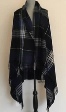J.Crew Factory Plaid Wrap Blanket-Scarf In Navy Forest Ivory NWT