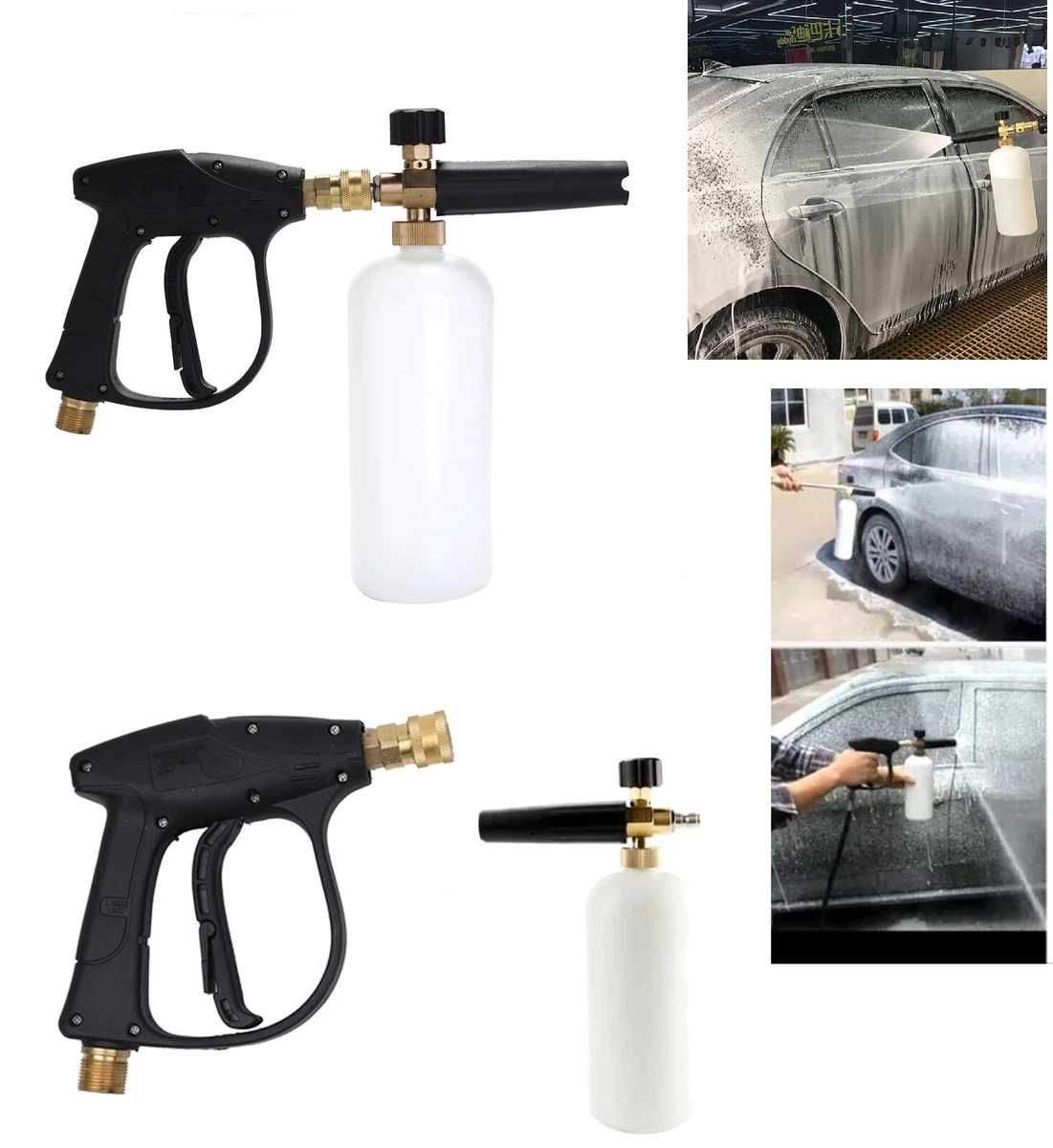 1/4 Snow Foam Lance Cannon Soap Bottle Sprayer for Pressure Washer Gun Car  Wash