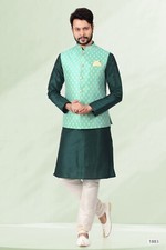 Mens Pakistani Eid Bollywood Ethnic Wear Kurta Payjama Jacket Set From India