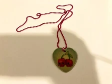 RARE Moose Enterprises Shopkins Cheeky Cherries Heart Necklace
