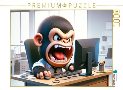 CALVENDO Puzzle Dschungel-Wut im Büro: Ein Gorilla am Rande des Nervenzusammenbr