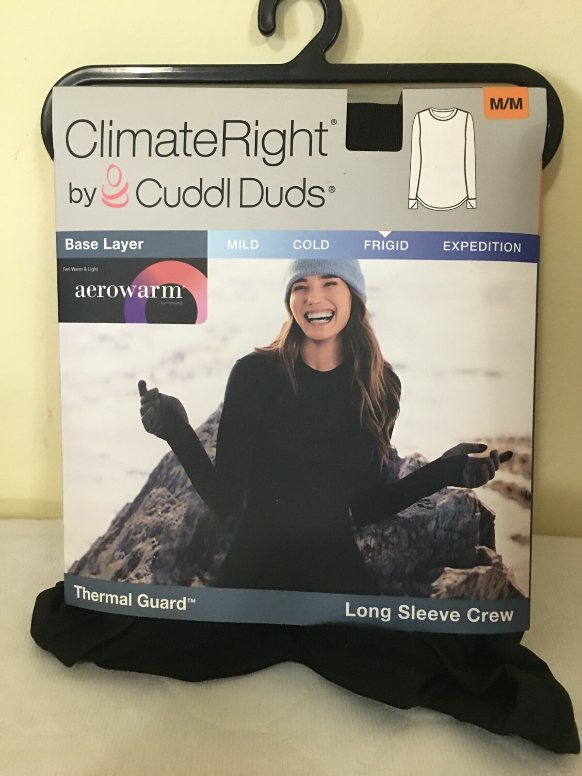 Climate Right Cuddl Duds Women Thermal Guard Long Sleeve Crew Top Black