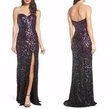MAC DUGGAL STRAPLESS SEQUIN CONFETTI SWEETHEART NECK GOWN DRESS sz 0