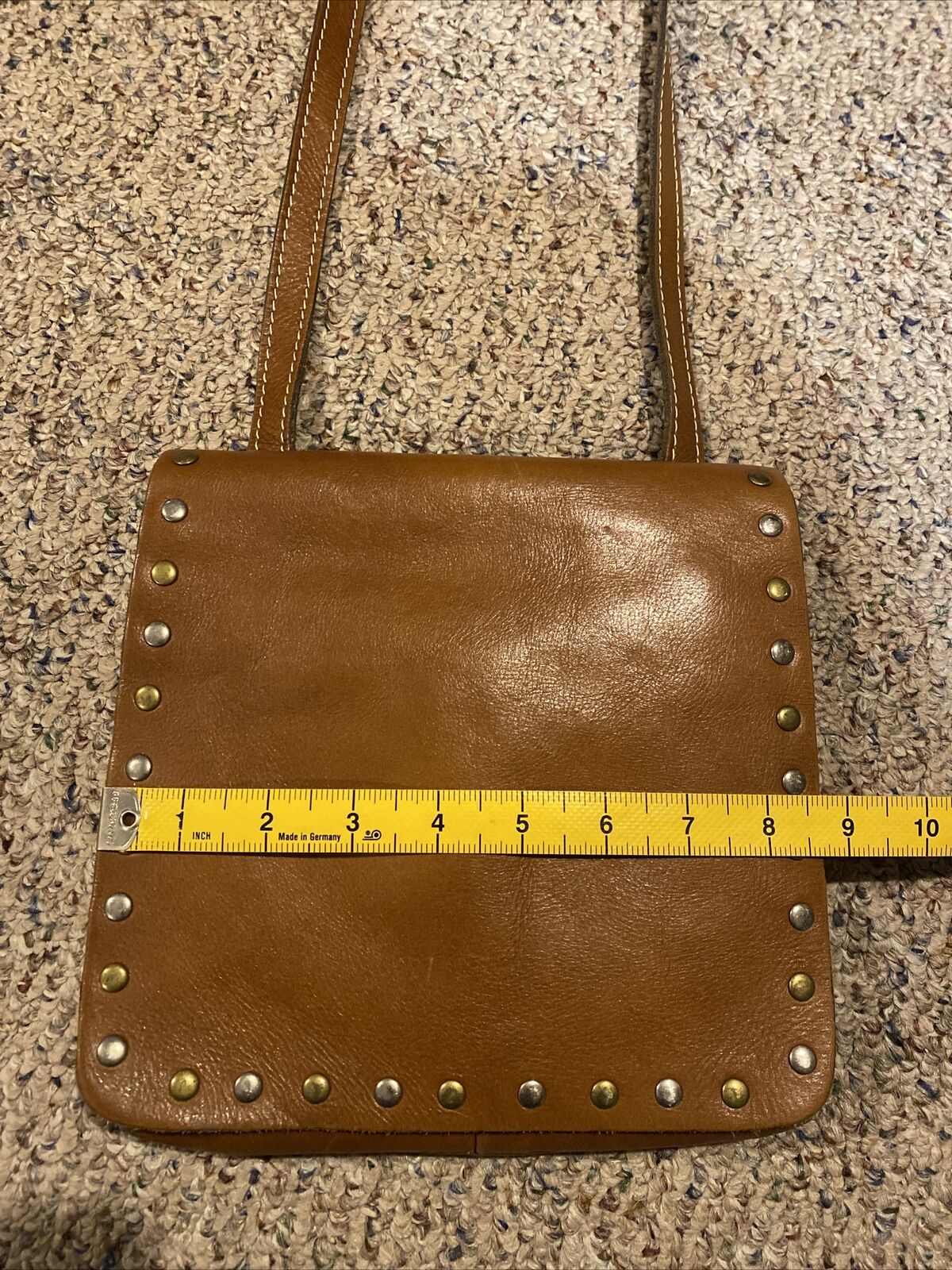 PATRICIA NASH Brown Leather Studded Flap Crossbod… - image 12