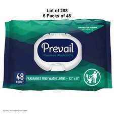 Prevail Personal Cleansing Wipe Adult Wipe Washcloth 8 x 12" Unscented 288 Wipes
