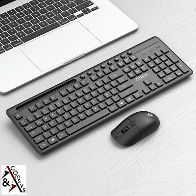 Kabellose PC Tastatur Maus Set leise Tasten QWERTZ Deutsch Wireless Combo AN-400