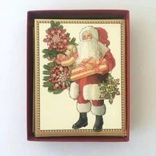 15 Caspari Christmas Cards Santa Gifts Tree Snowflake Ornaments Partial Box NOS