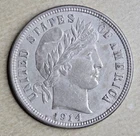 1914 P Barber Silver Dime About Uncirculated AU Almost MS US Type Coin