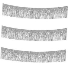 BEISHIDA 3 Packs 30 Feet Metallic Foil Fringe Garland Tinsel Silver