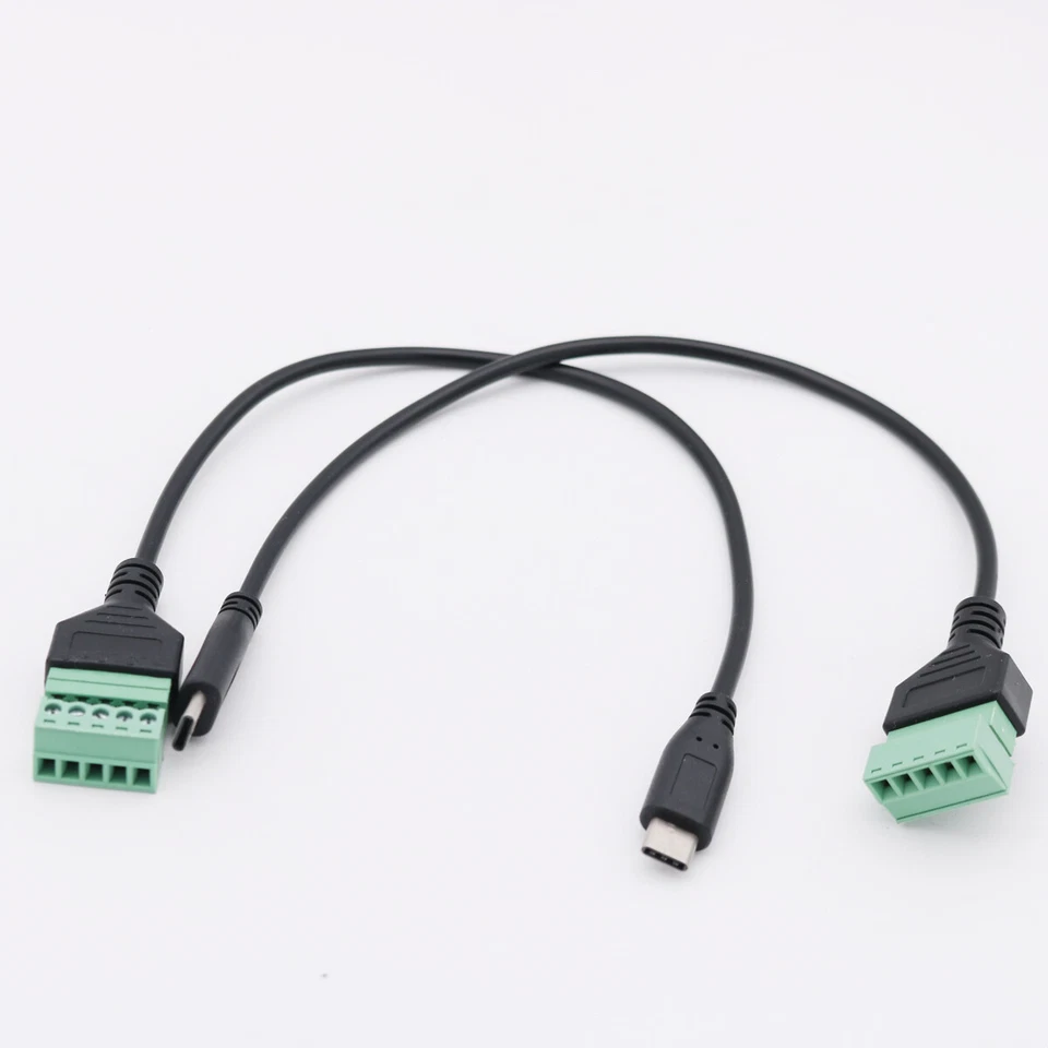 USB 3.1 Type-C Male to 5 Pin Screw Terminal Connector Shield Adapter Cable 30cm - Image 2 of 4
