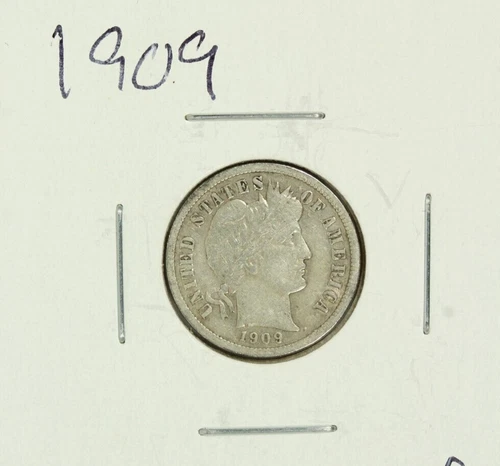 1909 Barber Dime : Fine +