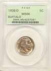 1938-D Buffalo Nickel OGH PCGS *Lightly Toned* MS66 #7081