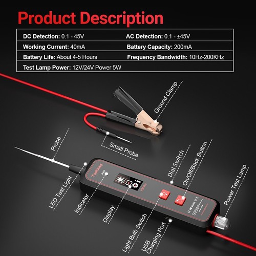 TopDiag P50 PRO Tester circuito mini oscilloscopio per ispezione e riparazione 0-45 V - Foto 7 di 7