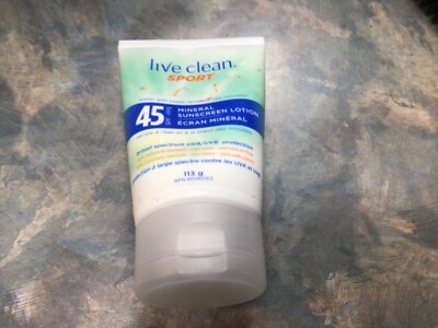 Live Clean Sport 45 spf Mineral Sunscreen Lotion 113G Brand New