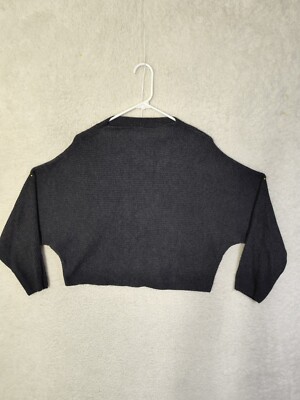 Leith Women Sweater Medium Gray Cotton Blend Knit Casual Short Fit Pullover