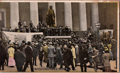 Postcard Ezra Meeker George Washington Statue Subtreasury Building New York NY