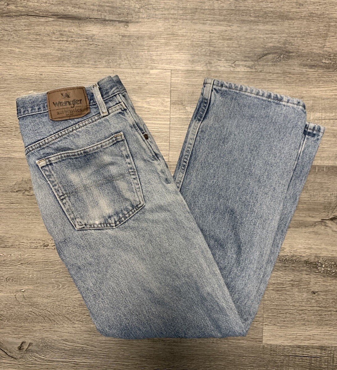 Wrangler Jeans Mens 33x29 Waist Distressed Straight Leg Blue Denim Cotton  #338 | eBay