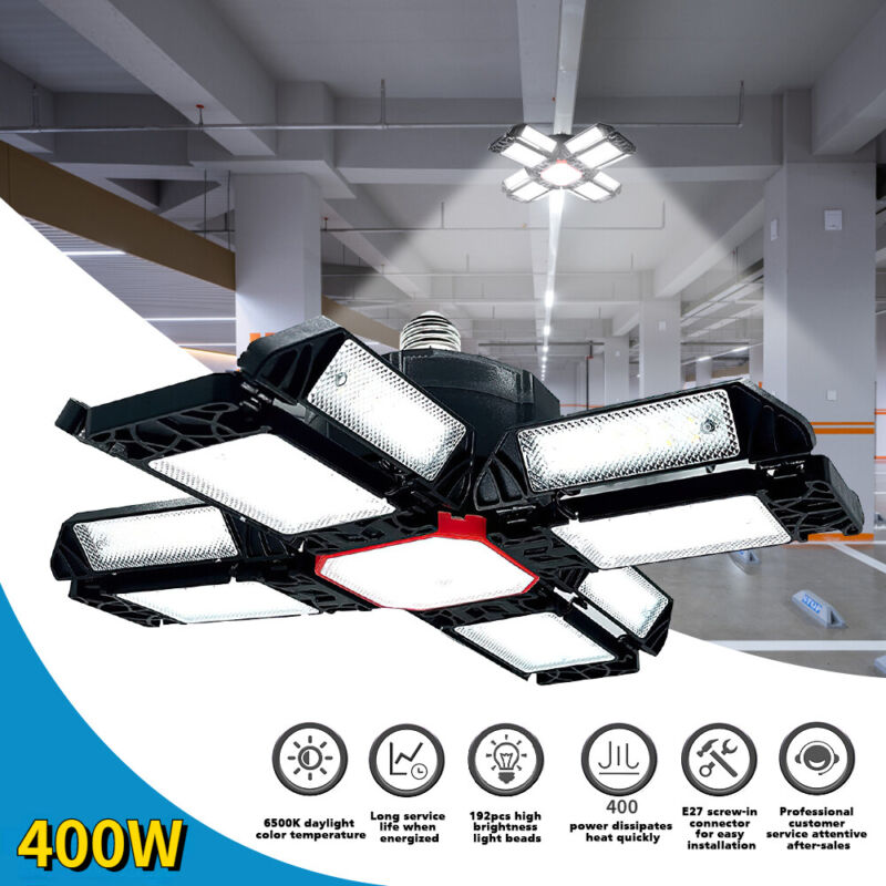 9000000LM LED Garage Light Super Bright Work Shop Ceiling Lights Deformable Bulb