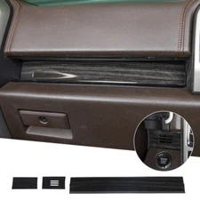 Center Console Dashboard Strips Trim Cover For Ford F150 2015+ Black Wood Grain