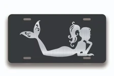 Mermaid Chillin License Plate Tag Vanity Novelty Metal | Etched Metal | 6 x 12 |