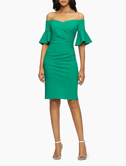 calvin klein off shoulder sheath dress
