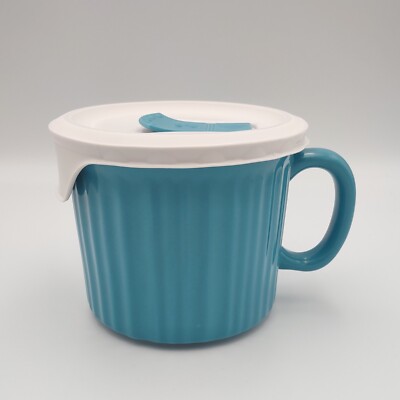 CorningWare Colours 20 Oz Aqua Blue Meal Mug Stoneware w/ Vent Lid