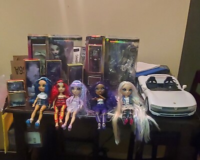 5 Rainbow High Dolls, 2 Shadow Edition Dolls, Car, & 7 Outfits. Free Shipping!