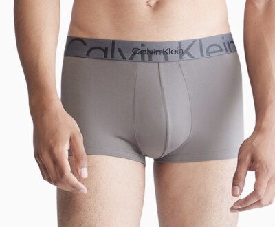 Calvin Klein Men's Underwear--TRUNK-- Gray--S-- EMBOSSED ICON MICROFIBER